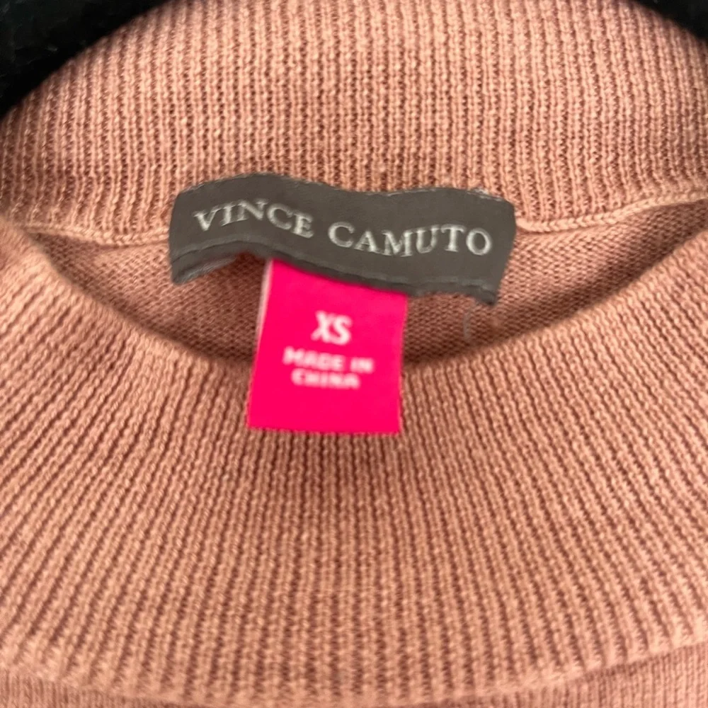 Vince Camuto Puff Sleeve Mock Neck Sweater Dusty Rose Pink Womens Size XS